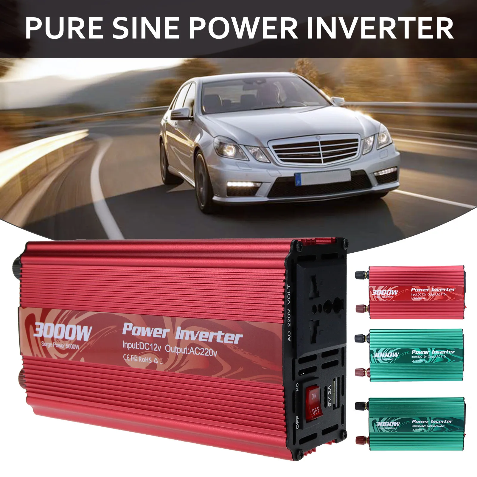 

3000W Power Inverter 12V 220V/110V AC Car Power Inverter Converter Charger Adapter Inversor USB T ransformer Modified Sine W ave
