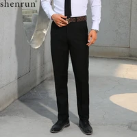 shenrun men trousers business formal casual classic suit pants slim fit party wedding groom solid color black gray navy blue