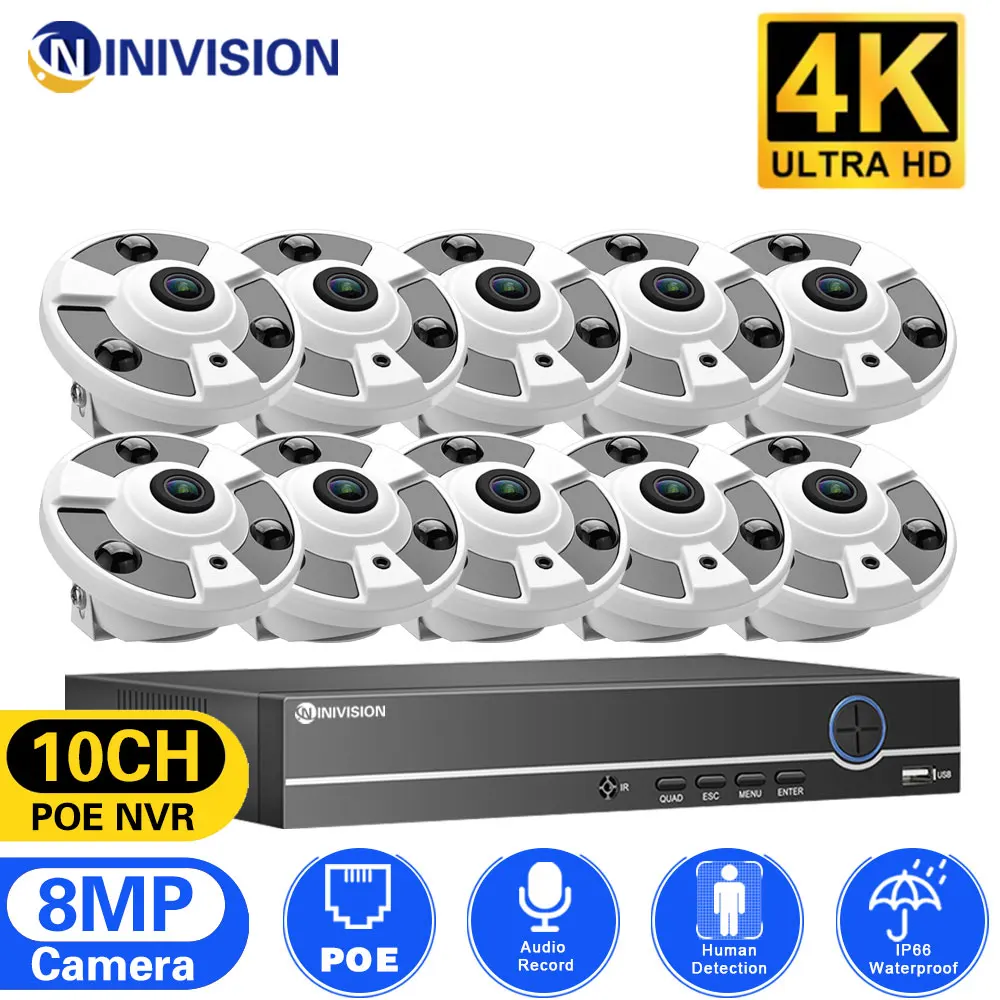 

8MP 4K 10CH PoE Surveillance Camera System NVR Recorder H.265+ Outdoor Kit IR Night Vision CCTV Video IP Camera Security Set