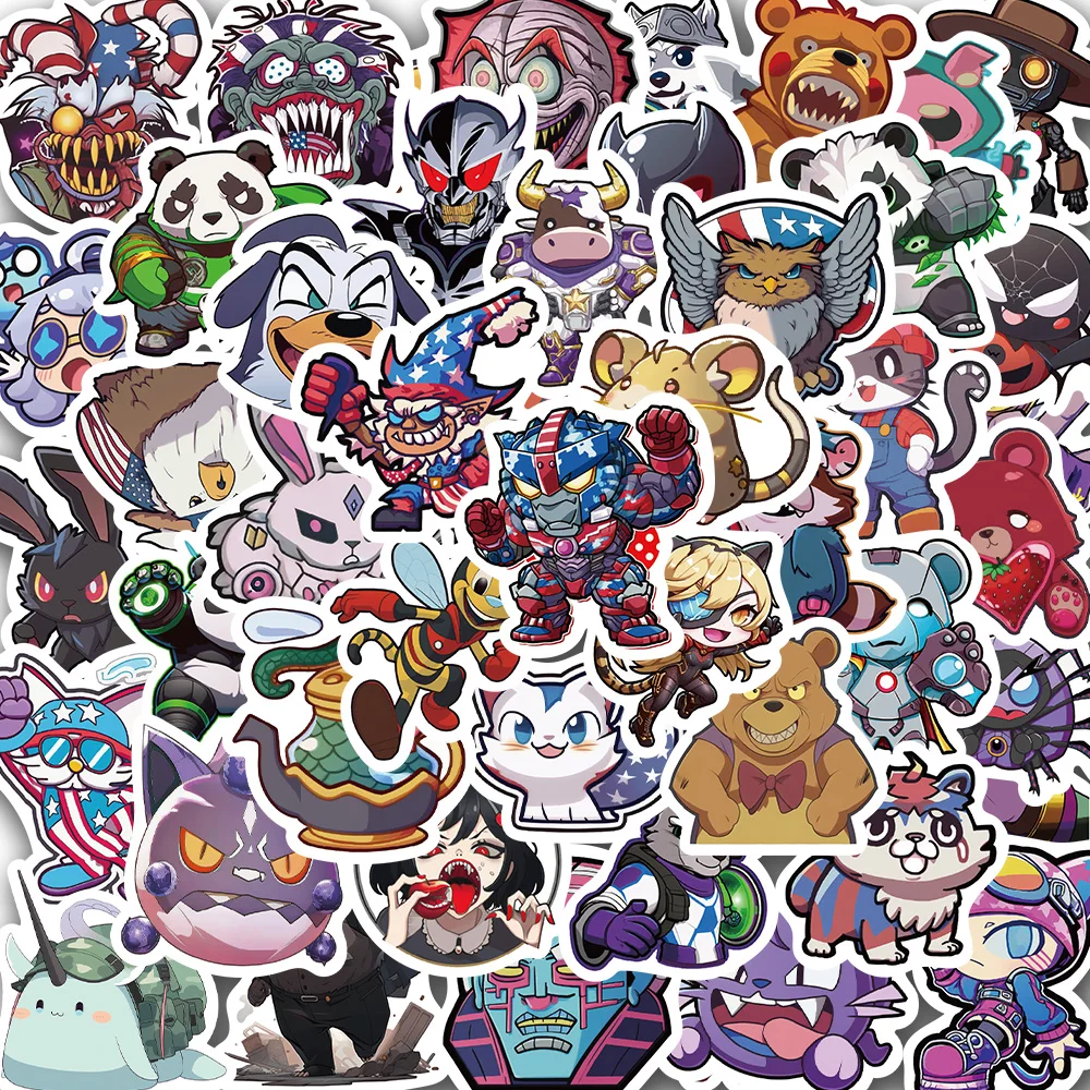 

10/60Pcs American 90s Animated Stickers, Kawaii, Skateboarding, Bicycle, Guitar, Laptop, Waterproof Toys For Children