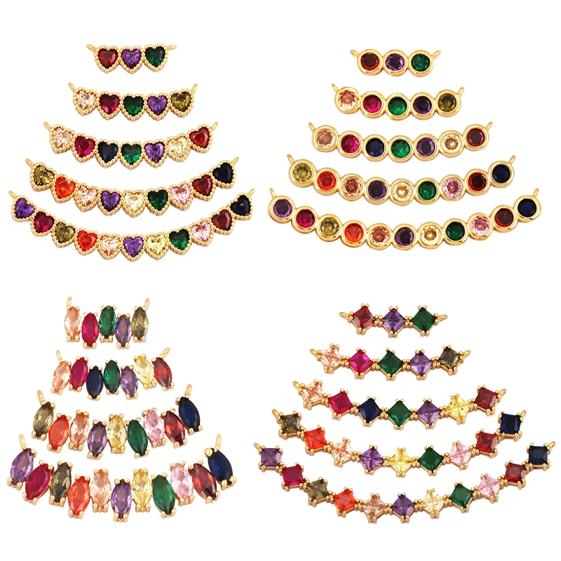 Новый геометрический Соединитель с радужным Цирконом в форме сердца модная