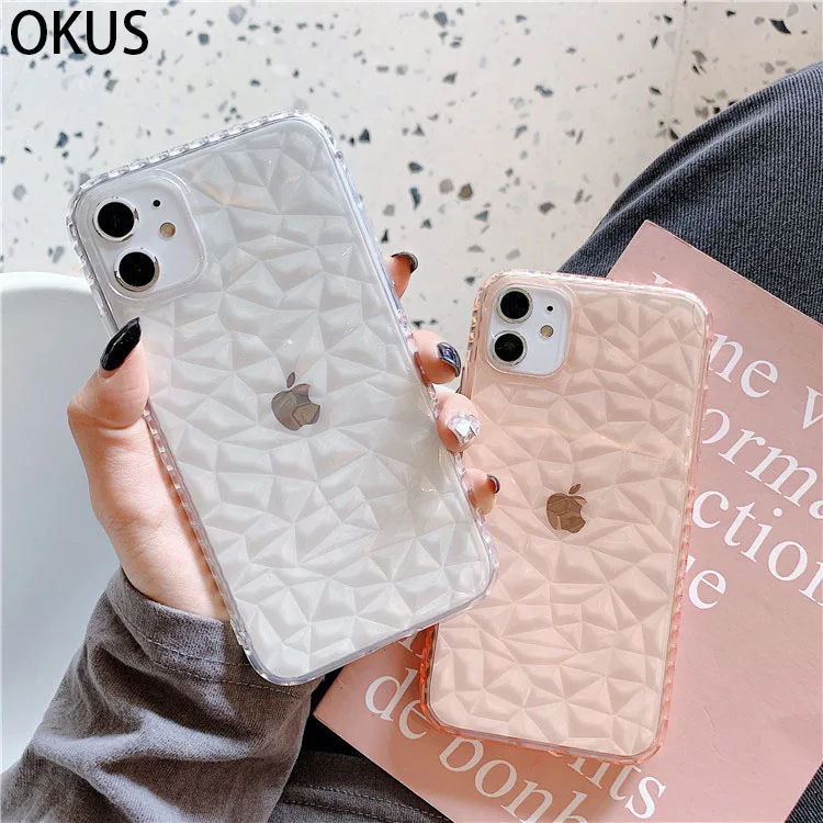 Мягкий чехол для телефона с алмазным рисунком iPhone 11 12 13 Pro Max XS X XR 7 8 plus SE 2020