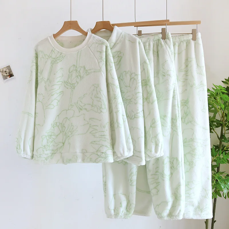 Осенне-зимняя плотная бархатная теплая домашняя одежда нижнее белье пижамы