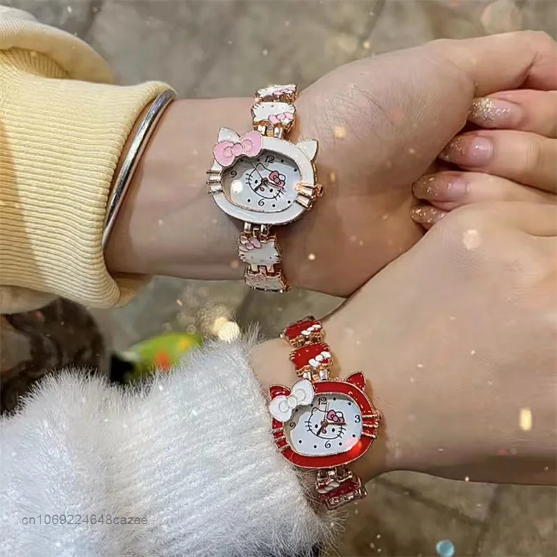 Sanrio Hello Kitty Cartoon Chain Quartz Watch Korean Version Kawaii Bow Waterproof Watch Student Sweet Gift For Girlfriends Y2k enlarge
