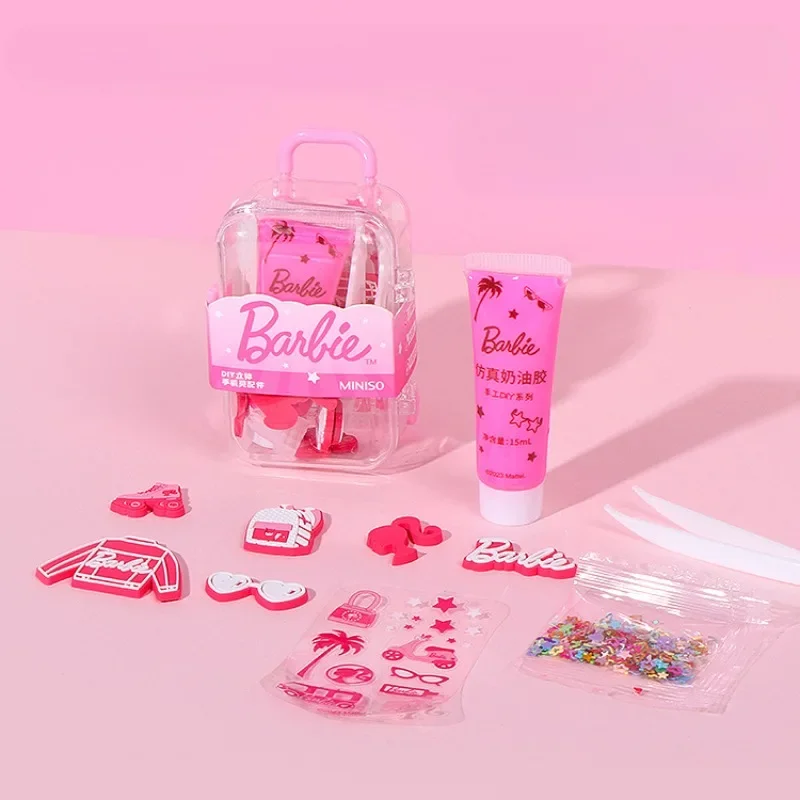 

New Miniso Barbie Series DIY Cream Gel Phone Case Resin Patch Crafts Creative Miniatures Accessories Toys Cute Manual Decorate