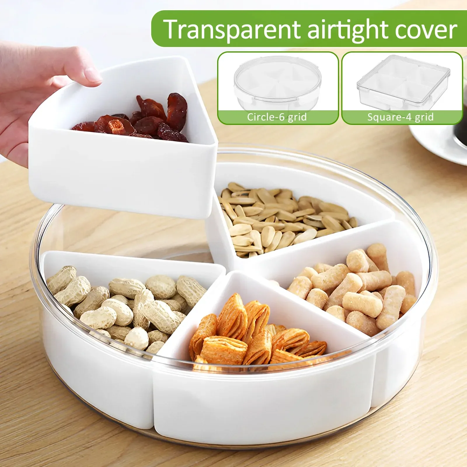 

Square/round Reusable Lid Containers Fruit Storage Divided Tray Snack Serving Party for Removable Food Tray With Candies