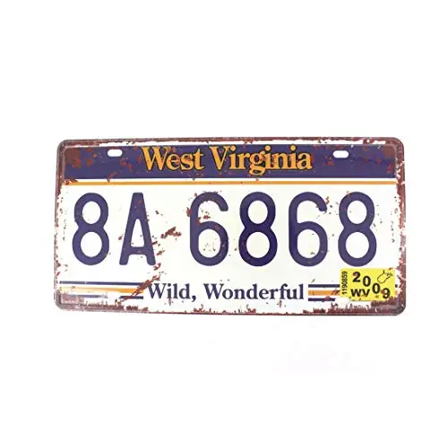 

Жестяной винтажный знак для автомобильного номерного знака в стиле ретро, Вирджиния 8A 6868, размер 6X12