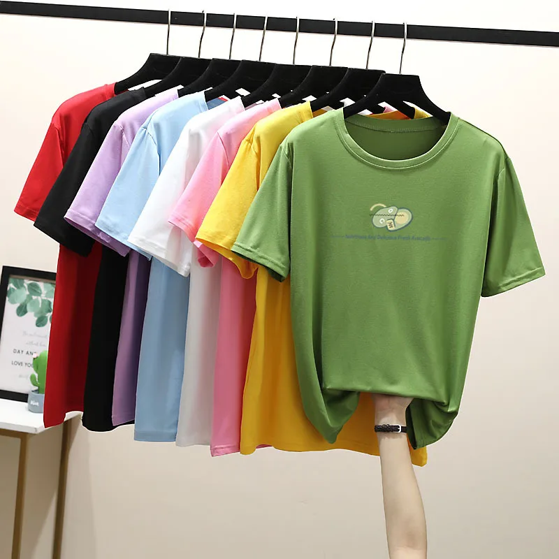 

Женская футболка с коротким рукавом, круглым вырезом и принтом авокадо