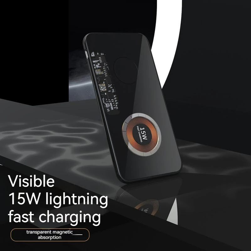 

Three-in-one magnetic fast charging wireless transparent charger for mobile phone earphone watch
