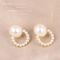 agustina metal pearl drop earrings for women fashion jewelry dangle earrings 2022 girl round earrings geometry earring gift new