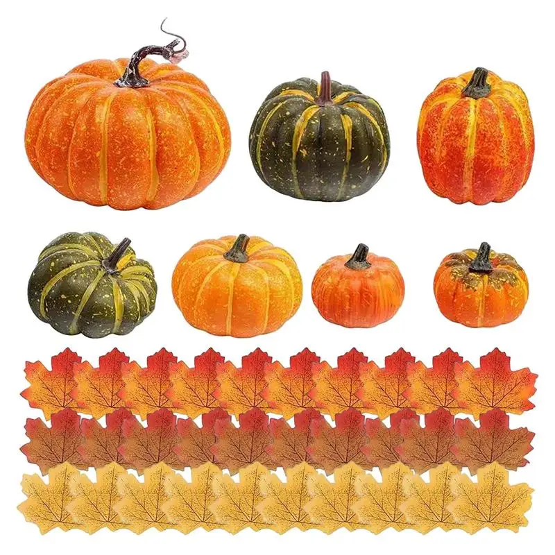 

Artificial Pumpkins Assorted Artificial Pumpkin Set Artificial Maple Leaves Pumpkins Pumpkin Decor For Halloween And