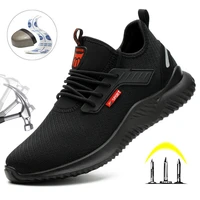 safety shoes for men women steel toe trainers lightweight work black boots with steel toe cap anti smash and anti puncture
