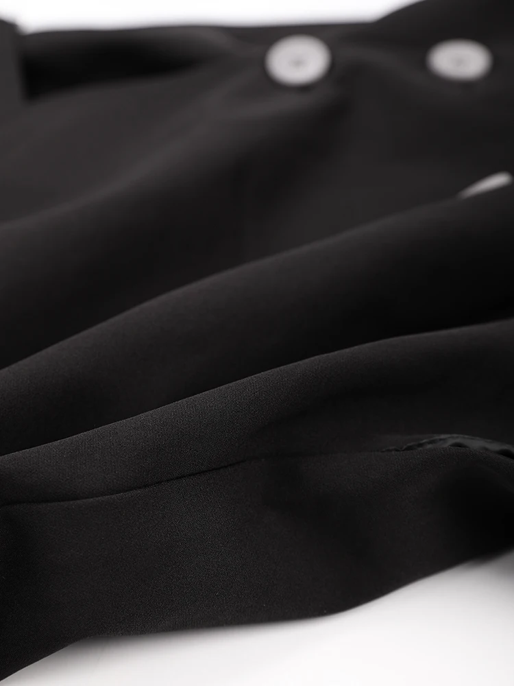 [EAM] Женский Тренч черного цвета на пуговицах новая свободная ветровка с