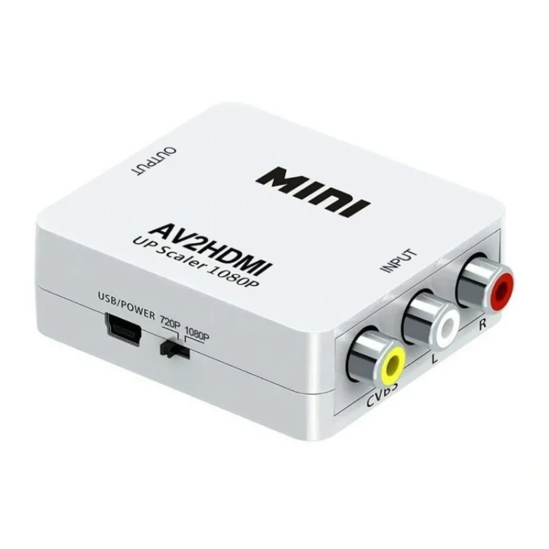 

HW-2105 Portable 1080P MINI AV to HD-MI Adapter HD-MI 2AV Video HUB Converter a set top box or media device For HD TV