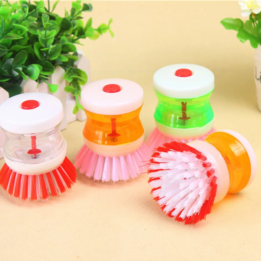 

Creative kitchen helper hydraulic pot washing brush automatic adding liquid pot cleaning brush can add detergent brush