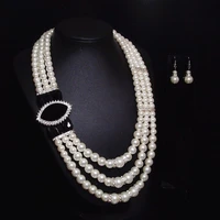 classic pearl necklace layered short pearl earrings jewelry set ladies banquet party wedding pearl necklace earrings ladies gift