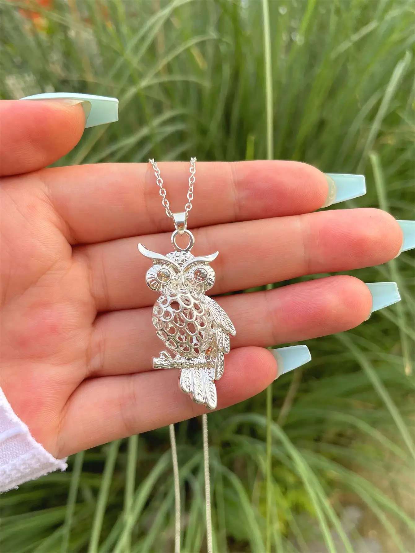

ANGLANG Fashion Owl Pendant Necklaces for Women Girl Silver Colour Choker Chain Jewelry Engagement Gifts
