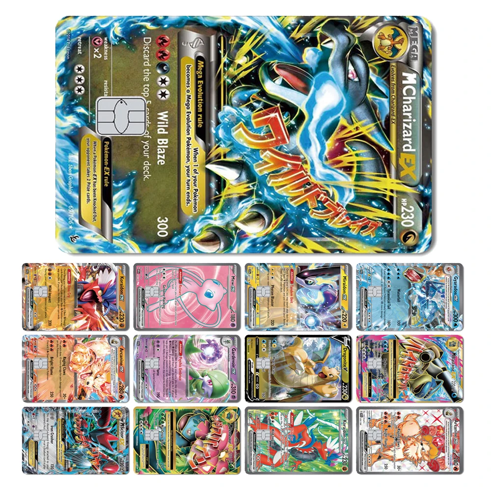 Фото EX Mega Venusaur Charizard Blastoise Rayquaza Mewtwo Dragonite Pokemons ПВХ матовая наклейка пленка для дебетового банка кредитная карта №1