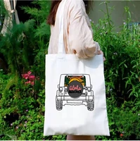 aloha beach vacation tote bag canvas travel style women shopping bags hawaii tropical graphic custom bags with logo