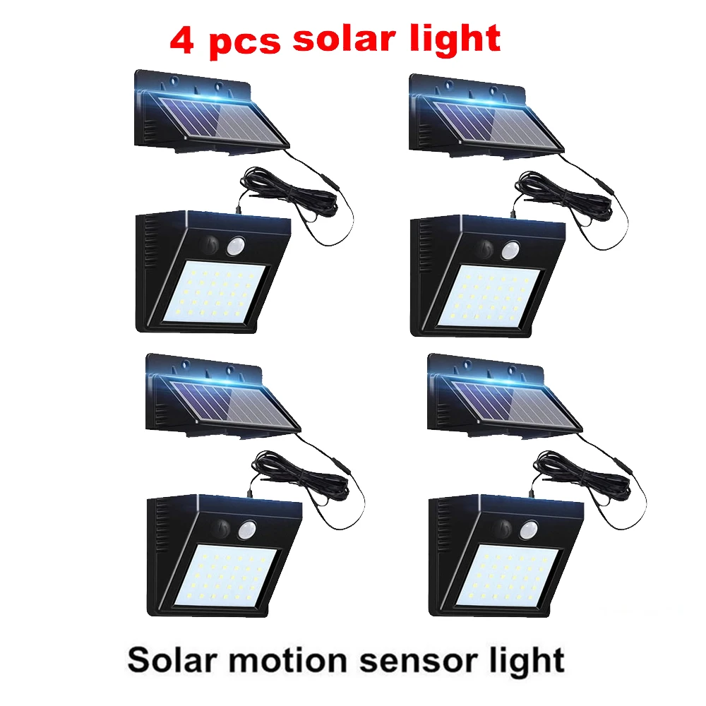 

LED Solar Lamp Garden Motion Sensor Light Solar Panel Power Lights Outdoor Waterproof Separate Street Path Security Wall Lamp in