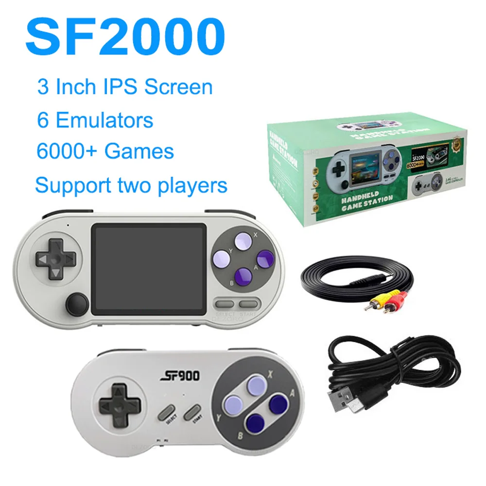 SF2000 портативная игровая консоль для видеоигр 16G 6000 игр 3 дюйма мини Портативная Ретро консоль эмулятор с поддержкой беспроводного контроллера
