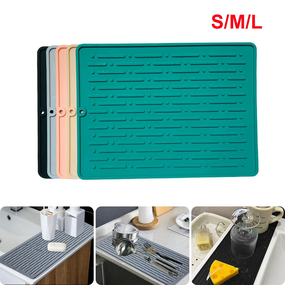 Silicone Dish Drying Mat Drainer Tray Kitchen Dishware Table Placemat Heat Resistant Anti-scald Tableware Cushion Pad images - 6