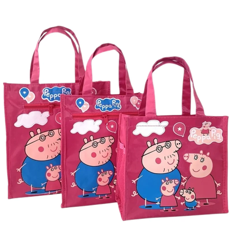 

Peppa Pig Series Page George Anime Cartoon Kawaii Waterproof Oxford Cloth Lunch Box Bag Student Homework Bag Environmental Bag