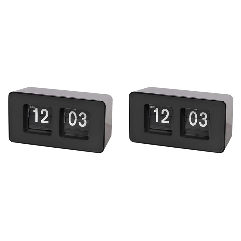 

Automatic Flip Clock,Classic Retro Nostalgic Clock,Digital Desk Table Page Down Clock,For Family Bedroom(Black,2 PCS)