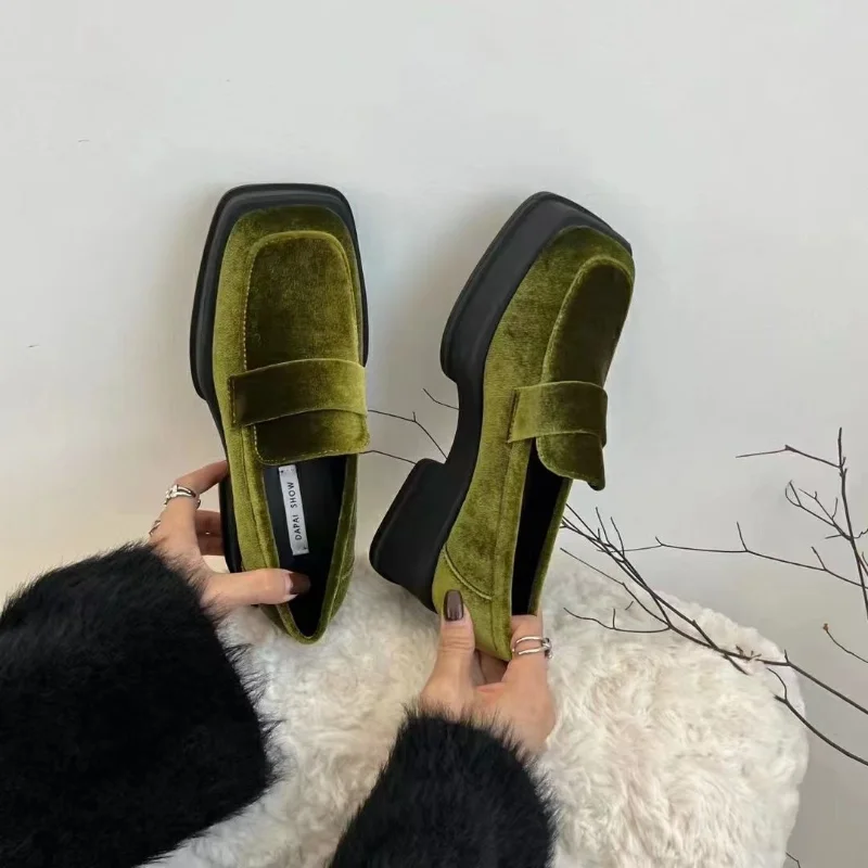 

British Style Chunky Heel Platform Loafers for Women 2022Patent Leather Square Toe Shoes Women Shoes for Women Zapatos De Mujer