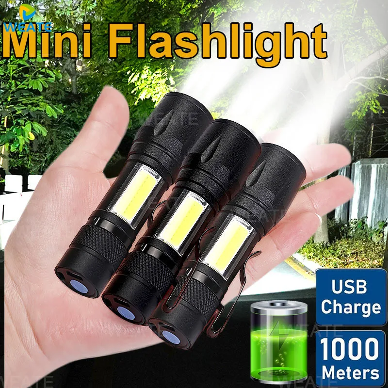 Встроенная батарея XP-G Q5 Zoom Focus Mini Led Flash светильник, фонарик 2000 люмен, регулируемая ручка, водонепроницаемый светильник онарь T6 - изображение