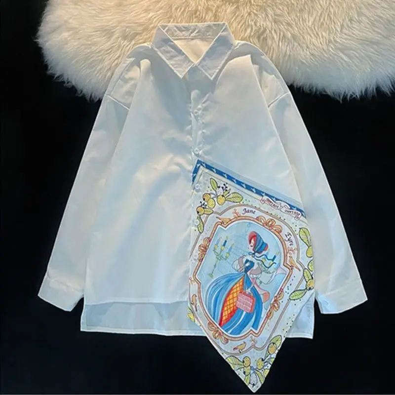 

Белая рубашка DAYIFUN для женщин, асимметричная плиссированная одежда 2023, блузки с принтом на пуговицах, модные повседневные НОВЫЕ шикарные женские топы