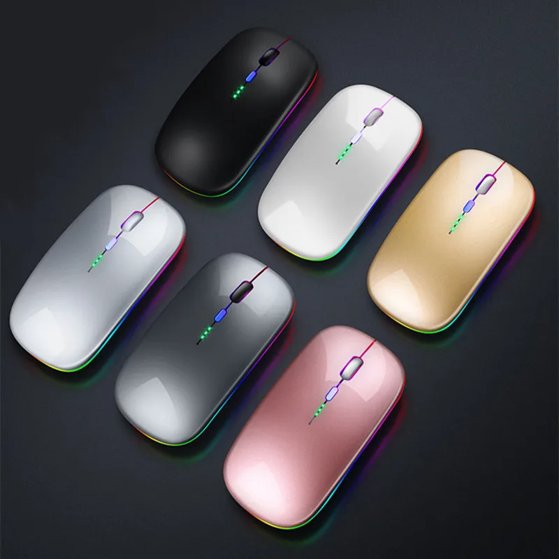 

Wireless Bluetooth Mouse RGB Rechargeable Silent Mice USB 2.4Ghz 1600DPI Backlight Ergonomics Mause For Mobile Tablet Notebook