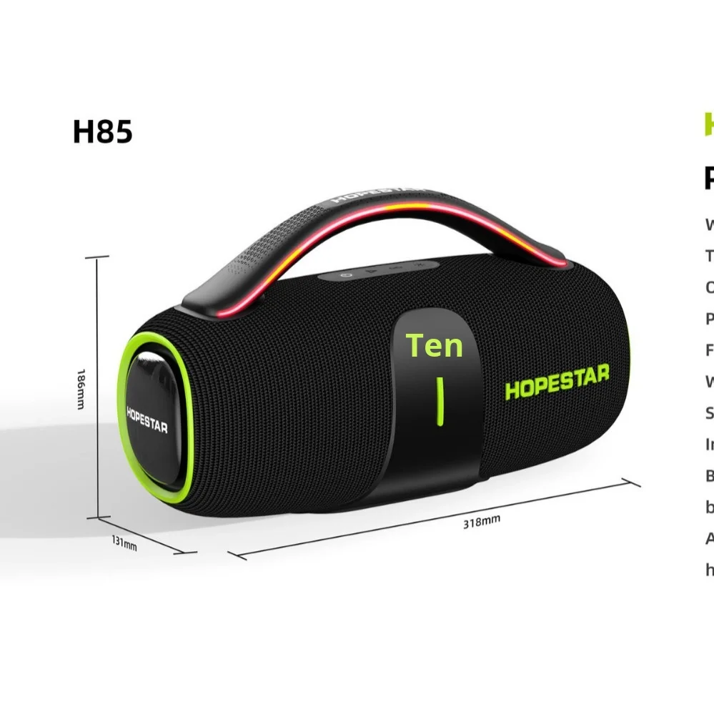 Фото Hopestar H85 Портативная беспроводная связь для Bluetooth-динамика RGB светодиодное освещение Высокий сабвуфер Водонепроницаемая уличная сумка с батарейным питанием №5