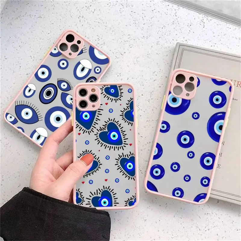 

Turkish Evil Eyes Lucky Blue Phone Case matte transparent For iphone 11 12 13 7 8 plus mini x xs xr pro max cover