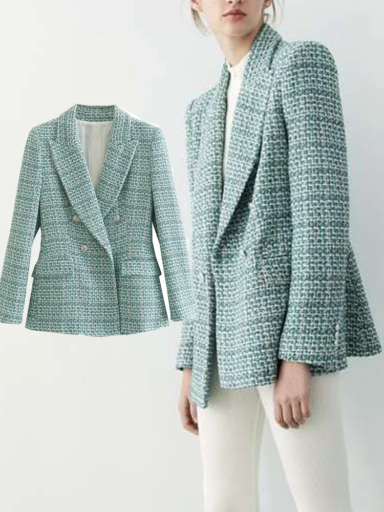 

Blazers Suit Coat 2022 New Fashion Simple Slim Elegant light green Women Blazer Casual Chic Street Office Youth Women Suit Coat
