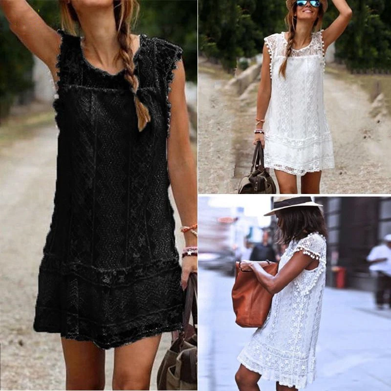 

Womens Summer Dresses Summer Lace Mini Party Dresses Tank Female Sexy Club Vestidos Sleeveless Beach Sun Dress