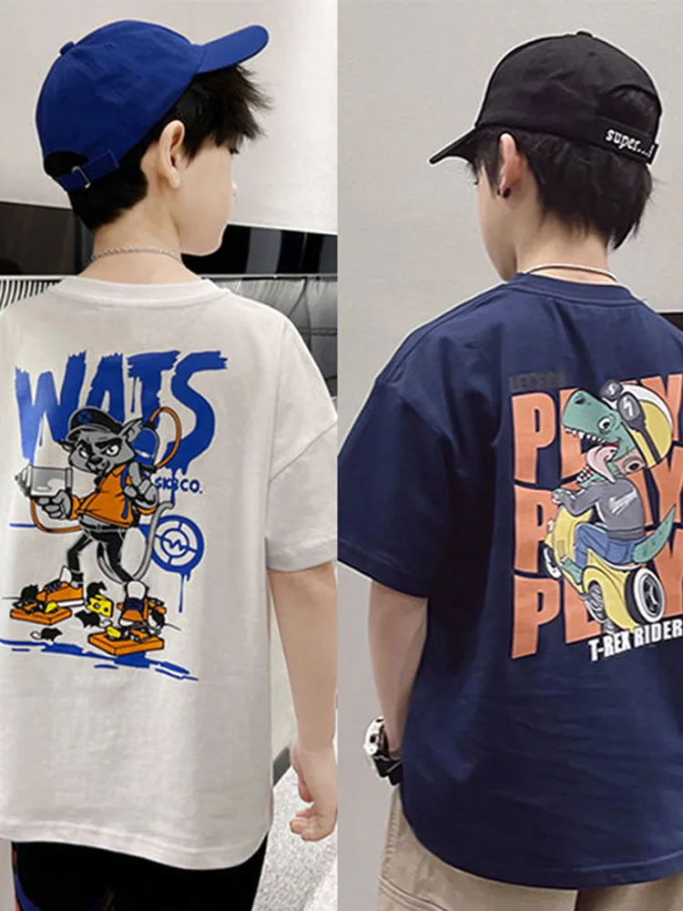 

Boys Summer Short-sleeved T-shirt Cotton Summer New Children's Half-sleeved Tops Western Style Loose Children's Clothing Trend