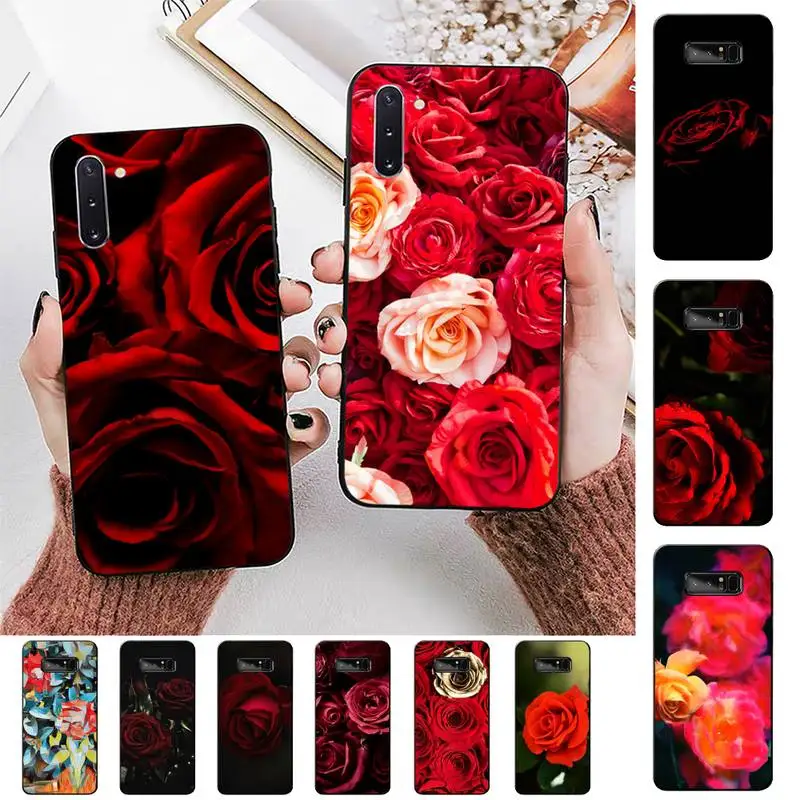

FHNBLJ Bright Red Roses Flowers Phone Case for Samsung Note 5 7 8 9 10 20 pro plus lite ultra A21 12 72