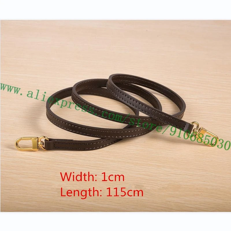 1cm Width 115cm Fixed Length Coffee Tan Smooth Calf Leather Bag Strap Replacement For Designer Women Handbag Lady Shoulder Purse