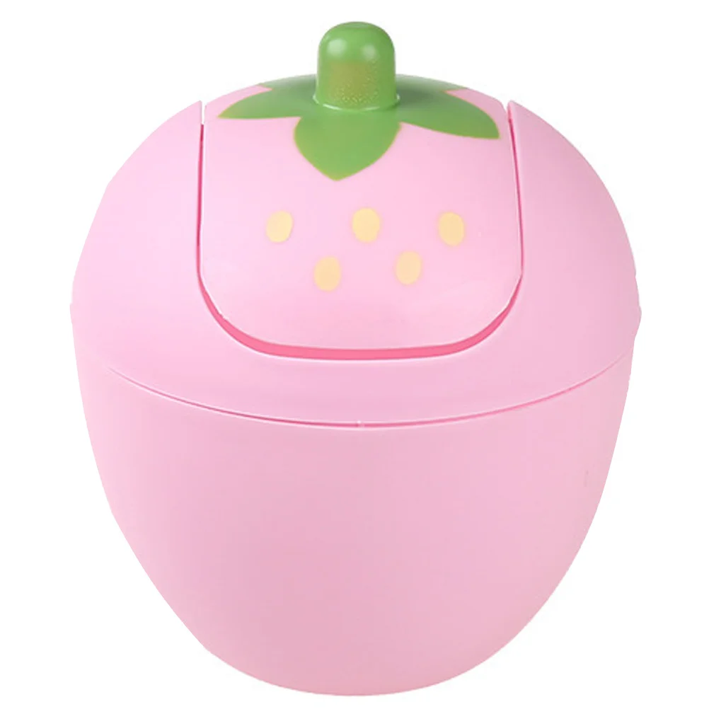 

Trash Can Bin Mini Waste Garbage Desktop Strawberry Lid Basket Cute Tabledesk Countertop Container Swingtinyrubbish Kitchen