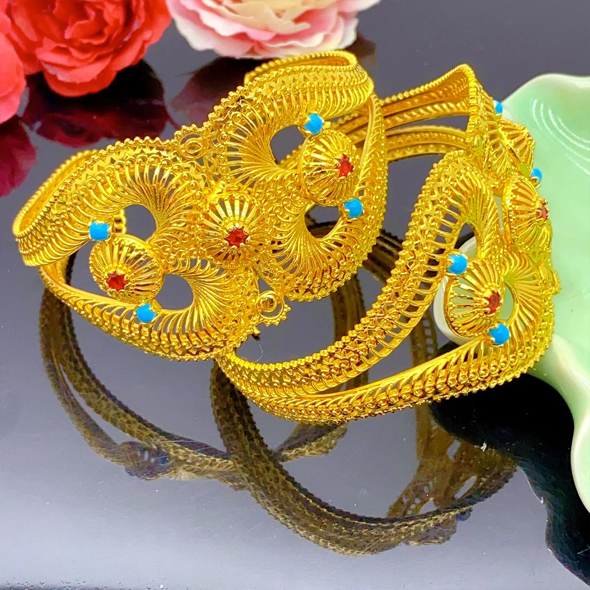 Африканские браслеты ANIID Dubai свадебные ювелирные изделия золотого цвета для