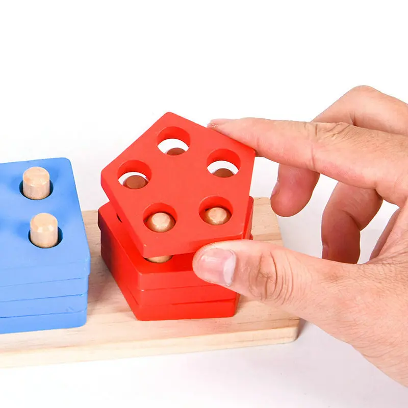 

Multicolor Shape Pairing Geometric Blocks Shapes Wood Geometric Jigsaw Educational Learning Toys for Children Baby Wooden Toys