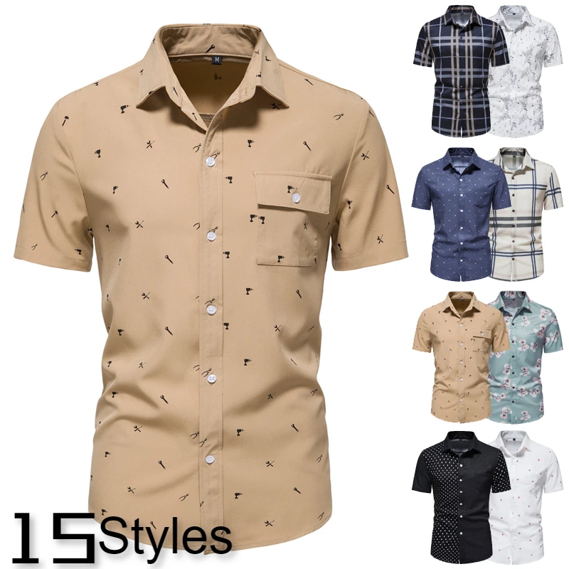2022 New Men's Fashion Printed Shirts Everyday Casual Shirts Business Office Shirts European size