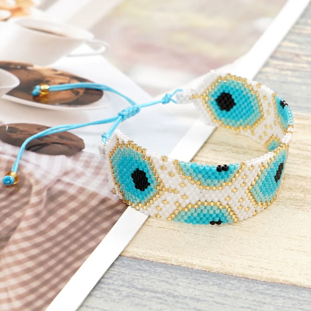 

Vlen Luxury Miyuki Bracelets for Women Turkish Evil Eye Pulseras Mujer Femme Handmade Beads Woven Evil Eye Bracelet Jewelry