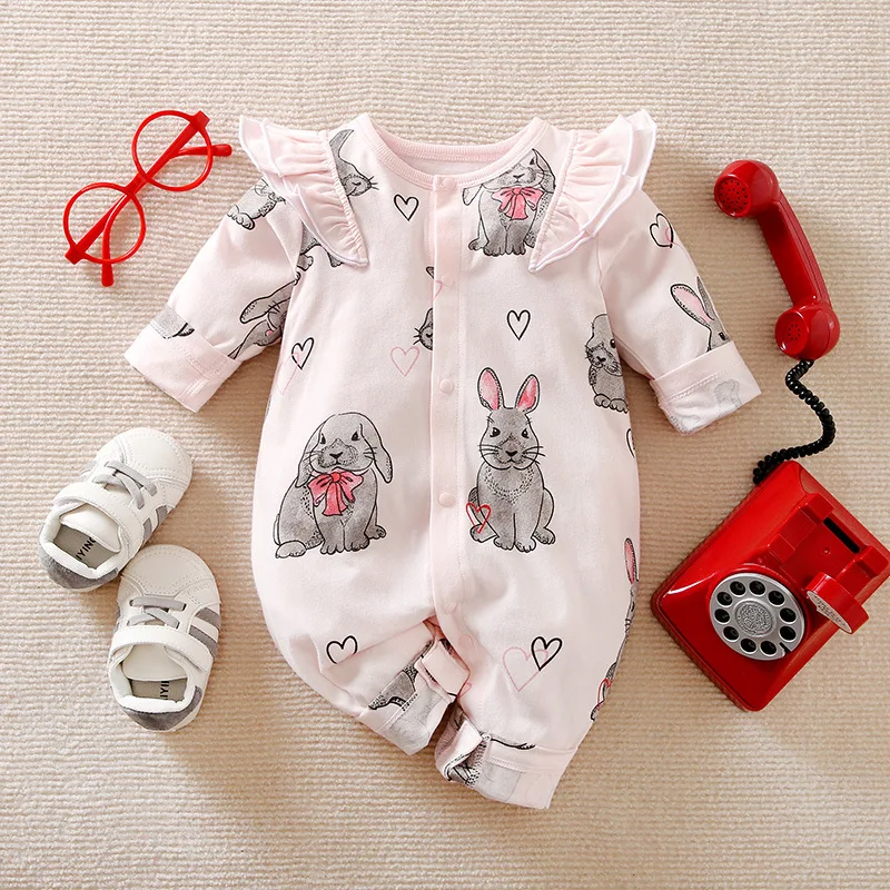 

Rabbit Summer Thin Clothes Newborn Baby Girl Romper Cotton Infant Toddler Girls Costumes Onesie Long Sleeve Jumpsuit Ropa Bebe