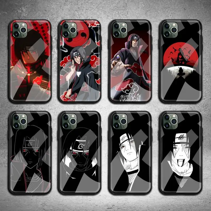Чехол для телефона с аниме Наруто Учиха Итачи закаленное стекло iPhone 13 12 11 Pro Mini XR XS