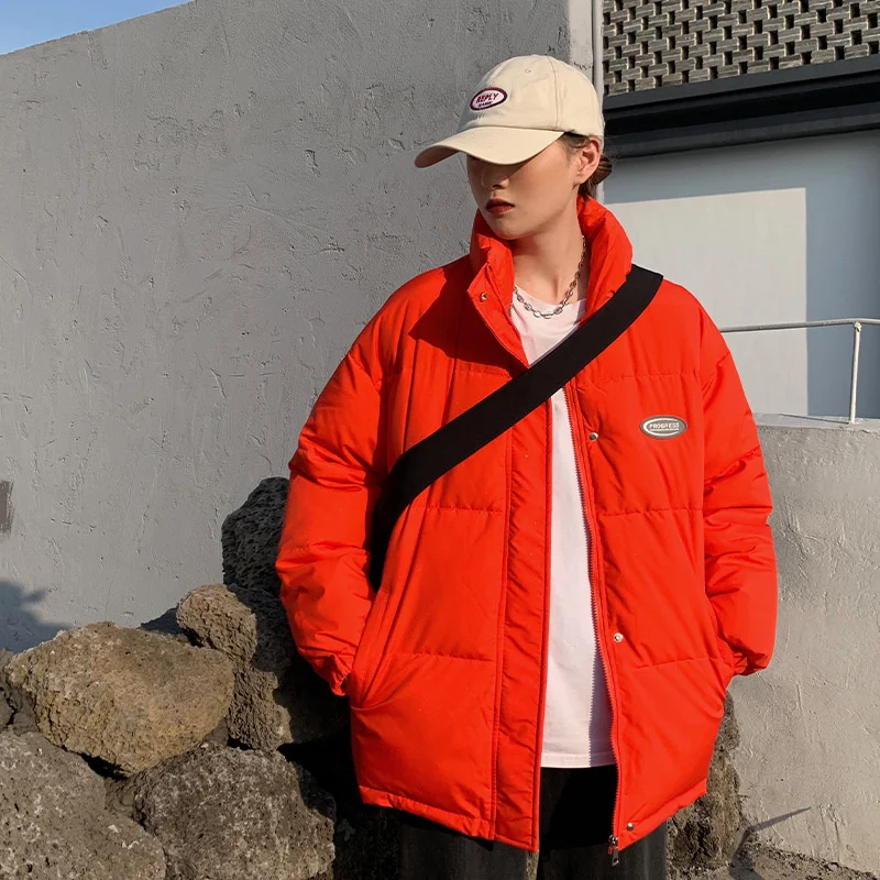 Thicken Coat For Winter Autumn Korea Padding Student Down Jacket Short Women Loose Warm Small Stand Collar Couple Jacket Parkas