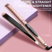 2 in1hair straightener round hair straight curl dual purpose electric flat iron fluffy curling splint hair curler styling tool