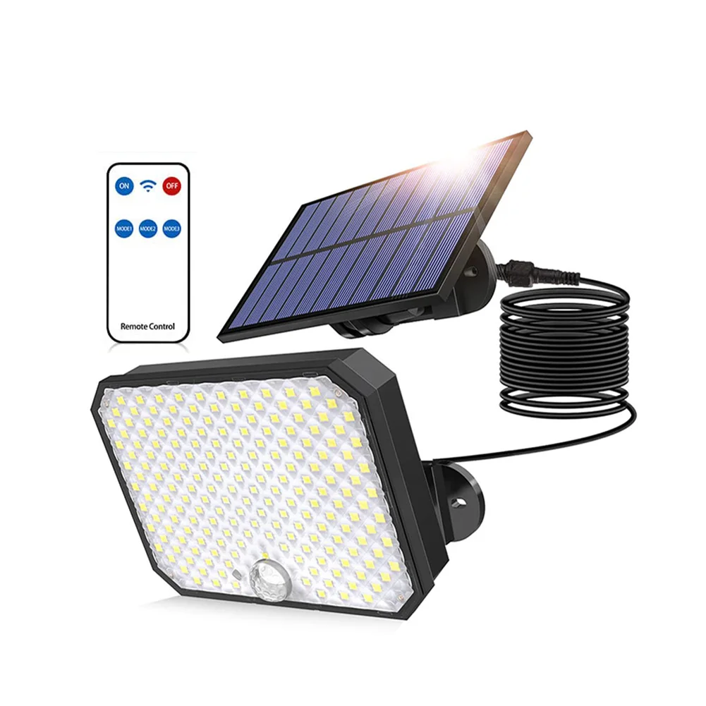 

190LED Solar Outdoor Lights Motion Sensor 3 Modes Flood Lights IP65 Waterproof Security Lights with Remote for Patio Yard Garden