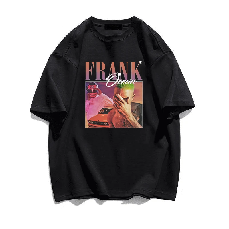 Vintage Blond Frank Ocean Shirts for Men Graphic Tees Streetwear 90s Mens Clothes Cotton Rap Hip Hop Oversized Tops